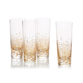 Gold-Leaf Bubble Cocktail Glasses, Set of 4, Tumblers, Water & Juice