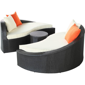 Modern Patio Furniture Magatama 3 Pc. Chaise Espresso White Cushions