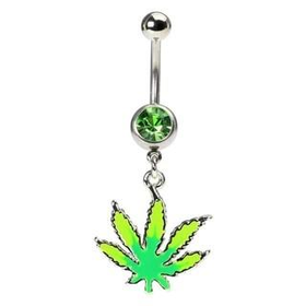Glow in the Dark Marijuana Navel Ring - Weed - Theme - Belly Button Rings