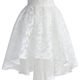 White Camellia Waterfall Mesh Skirt White