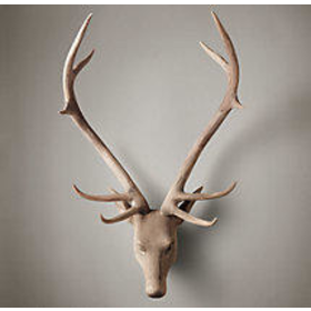 Hand-Carved Wood Noble Stag Head