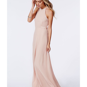Missguided - Strappy Open Back Maxi Dress Nude