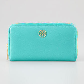 Robinson Continental Zip Wallet, Turquoise/Tory Navy