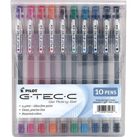 Pilot G-Tec-C Gel Rolling Ball Pens, Ultra Fine Point, Assorted Colors, 10-Pack Pouch