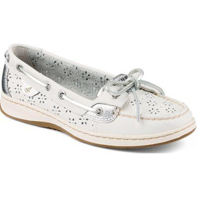 Sperry Top-Sider Angelfish Floral Perf Leather Boat Shoe White, Size 5M Women's Shoes
