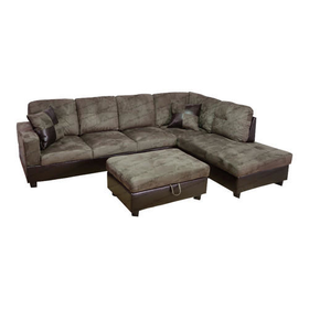 Beverly Fine Furniture Della Right Chaise Sectional with Storage Ottoman