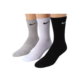 Nike Kids Cotton Cushion Moisture Management Crew Sock 3-Pair Pack (Little Kid/Big Kid) White/Grey H