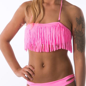 Pink Fringe swimsuits with cut out sexy bikini