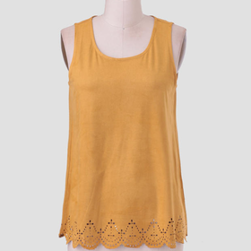 Autumn Air Faux Suede Top In Yellow