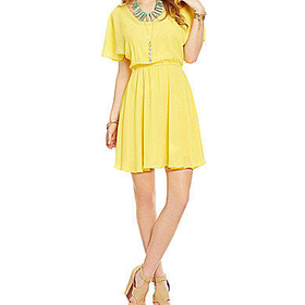 GB Flutter-Sleeve Bar-Back Dress - Yellow