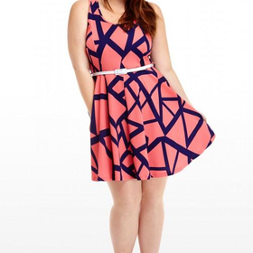 Plus Size Geo Belted Flare Dress | Fashion To Figure