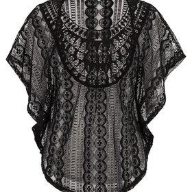 Unlined Lace Poncho - Black