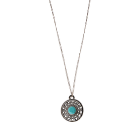 Turquoise Medallion Long Pendant Necklace | Blue | Accessorize
