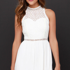 Angelic Arrival Ivory Lace Dress