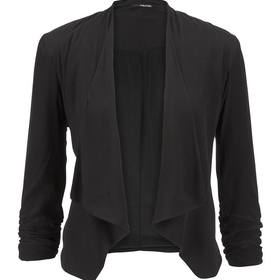 Black Drape Front Blazer With Cinched Sleeves - Black