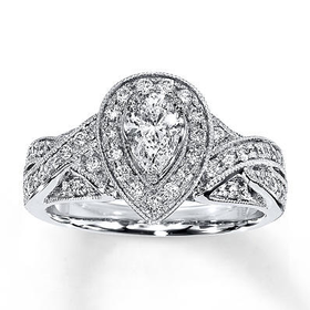 Diamond Engagement Ring 1 ct tw Pear-shape 14K White Gold