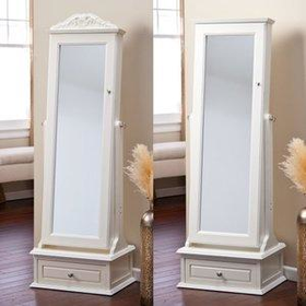 Walmart: Belham Living Removable Decorative Top Locking Mirrored Cheval Jewelry Armoire - Off White