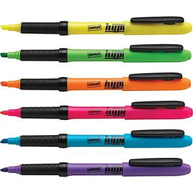 Staples? Hype!? Gripped Pen Style Highlighters, Chisel Tip, Assorted Colors, 6/Pack