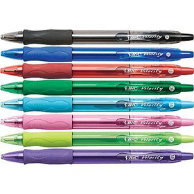 BIC? Velocity? Retractable Ballpoint Pens, Bold Point, Assorted, 8/Pack