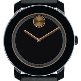 Men's Movado 'Bold' Leather Strap Watch, 42mm - Black