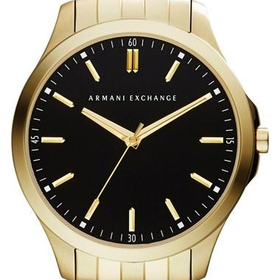 Men's AX Armani Exchange Round Bracelet Watch, 45mm - Gold/ Black