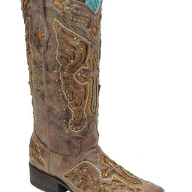 Corral Studded Cross & Wing Inlay Cowgirl Boots - Square Toe - Sheplers