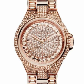Women's Michael Kors 'Mini Camille' Crystal Encrusted Bracelet Watch, 33mm - Rose Gold