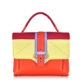 Paula Cademartori Designer Handbags Petite Faye Colorblock Orange Satchel Bag