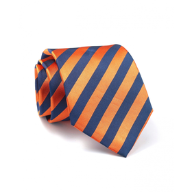 Orange Navy Stripe Silk Tie