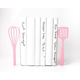Bookends Spatula and whisk these bookends will hold your favorite cookbooks Pink