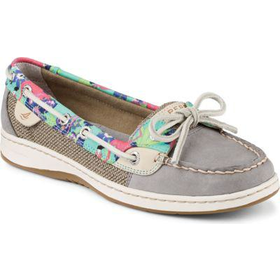 Sperry Top-Sider Angelfish Flamingo Floral Slip-On Boat Shoe Gray, Size 8M Women's Shoes