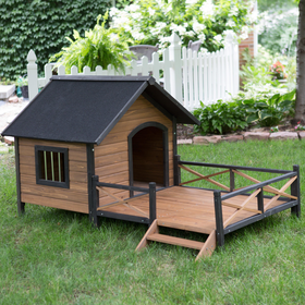 Boomer & George Lodge Dog House with Porch - Large | www.hayneedle.com