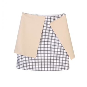Checked mini skirt with contrast panel