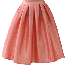 Coral A-line Midi Skirt Red