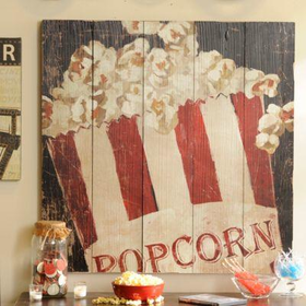 Red & White Popcorn Box Wall Plaque