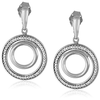 Sterling Silver Diamond Round Layered Drop Earrings
