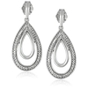 Sterling Silver Diamond Pear Shaped Layered Drop Earrings