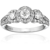 14k White Gold Diamond Three-Stone Engagement Ring (1 cttw)