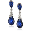 10k White Gold Created Blue Sapphire Earrings (0.02 cttw)