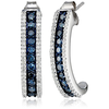10k White Gold Blue and White Diamond J Shape Earrings