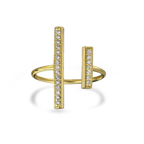 Bling Jewelry Modern CZ Bars Silver Stackable Ring Thin Midi Rings Gold Plated | Bling Jewelry