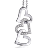 0.07 carat Sterling Silver 3 Heart Diamond Pendant Necklace
