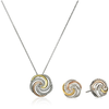Sterling Silver Gold-Plated Diamond Swirl Jewelry Set