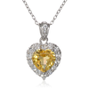 Platinum Plated Sterling Silver Citrine Halo Heart Pendant