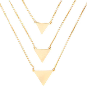 Gold Tiered Triangles Multi-Strand Pendant Necklace