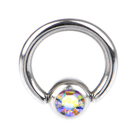 14 Gauge 5/16" Aurora Austrian Crystal BCR Captive Ring | Body Candy Body Jewelry