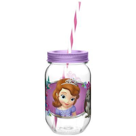 Zak! Designs? Disney? Sofia the First 19 oz.Tritan Canning Jar Tumbler with Straw