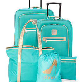 New Directions? 5-Piece Turquoise with Gold Trim Luggage Set