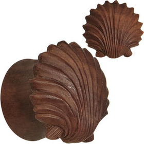 3/4" Organic Sabo Wood Ariel's Shell Hand Carved Plug Set | Body Candy Body Jewelry