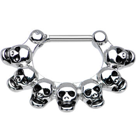 16 Gauge 5/16" Macabre Skulls Septum Clicker | Body Candy Body Jewelry